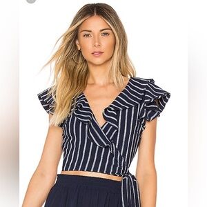 Misa Navy Stripe Wrap Top - fits like XS